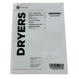 GE Dryer Manual 234D2431P001 / 49-90536-3 02-17 GEA Dryer Installation Instruct